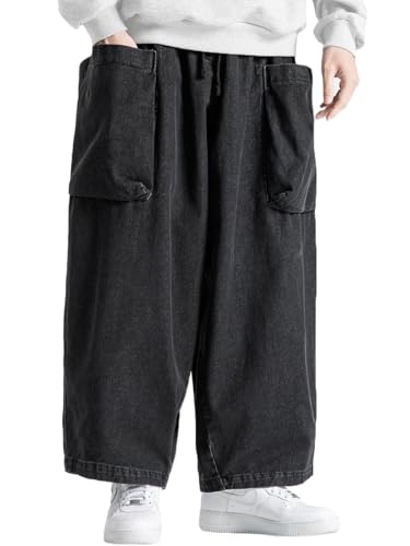 GAOJU Baggy Jeans for Men Wide Leg Hip Hop Jeans Streetwear Loose Fit Denim Pants Oversized Skateboard Pants