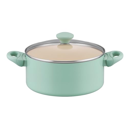 RACO SmartStart Ceramic Nonstick Induction Covered Stockpot 24 cm, Lichen – PFAS-Free Ceramic Nonstick for Effortless Release – Even Heating with Tempered Glass Lid – 5.2 Litre Capacity