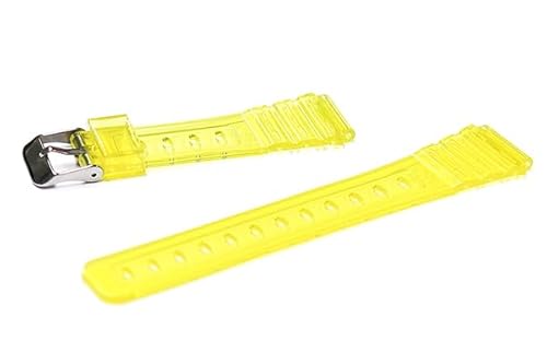カシオ F91W F84 F105 F108 A158 A168 AE1200 互換 スケルトン ラバー ベルト 18mm ca-005 (18mm, スケルトンイエロー)