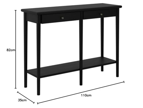 Mesa consola negra mate estrecha para pasillos largos y entradas modernas 4