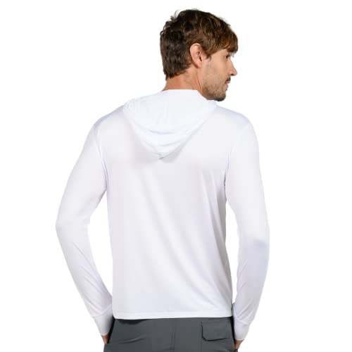 Ingear Men's Performance Upf 50+ Uv/Sun Protection Hoodie T-Shirt Long Sleeve With Pockets Spf Shirt Runing Hiking Shirt (White, Large) #TOP1