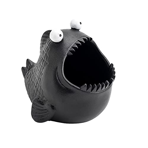 ACRISHAGN Aschenbecher für draussen Lustig Kreativer Entwurf Winddicht Auto Aschenbecher und niedlicher Piranha Tieraschenbecher aus Keramik für Desktop Dekoration Wohnzimmer Ornament Lagerung Cover