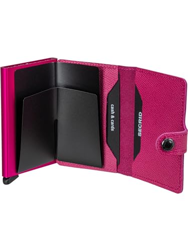 SECRID Miniwallet Crisple Fuchsia Leather Wallet - RFID Protected, Unisex, Minimalist Style, High Denier, 3 Compartments, 10 Card Slots, 72g, 102x21mm, For Adults4