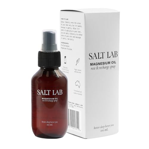 Salt Lab Magnesium Oil Spray, Travel Size Topical Magnesium Spray for Adults, Supports Relaxation & Restful Sleep, Lightweight, Easy to Apply & Quick Drying, Fragrance Free, 3.4 Fl Oz, 1 Pack