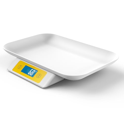 Digital Pet Scale for Puppy and Cats, Puppy Whelping Supplies Scale, Weigh Capacity 33 lbs (±0.03oz), Removable Tray Size 13.4 x 9.5 Inch, A Pet Scale for Adult Cats and Small Animals (Yellow)