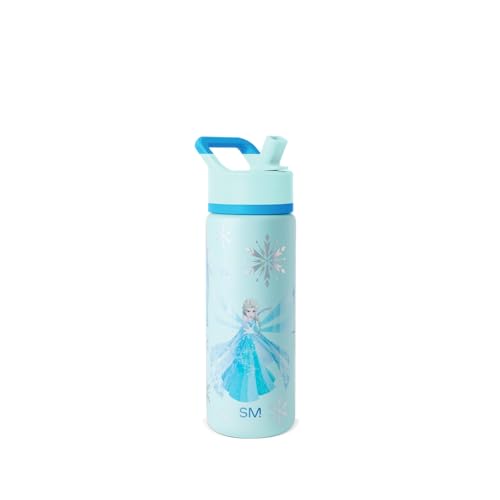 Simple Modern Disney Frozen Kids Water Bottle with Straw Lid | 18oz Insulated Stainless Steel Kids Tumbler & Spill Proof Toddler Cup for School Girls Boys | Summit | Iridescent Elsa