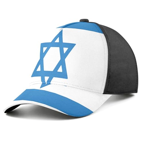 Gorra de béisbol negra sólida unisex con bandera de Israel bordada y paneles transpirables