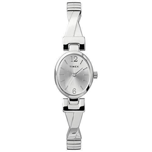 Timex Women's TW2U12200 Fashion Stretch Bangle 21mm Silver-Tone Expansion Band Watch