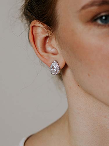 SWEETV Teardrop Bridal Earrings for Wedding, Prom - Elegant Cubic Zirconia Stud Earrings for women, brides, bridesmaids2