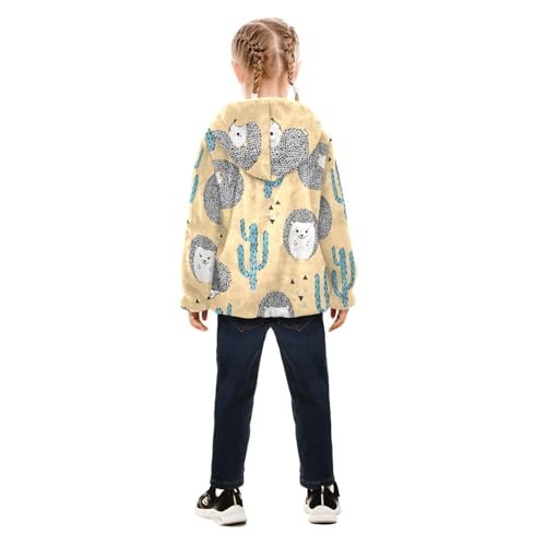 OTVEE Hedgehog Cactus Animals Kids Hoodie Jacket Fall Spring Full Zip Warm Outwear Coat4