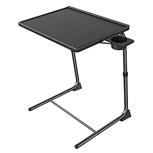 Modern Side Table Adjustable Tv Tray Table Folding Tv Dinner Tray On Bed Sofa Comfortable Folding Table with 6 Height 3 Tilt Angle Adjustments End Tables