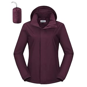 Outdoor Ventures Women’s Rain Jacket Lightweight Packable Waterproof Rain Coat with Hood for Travel Golf Hiking Windbreaker