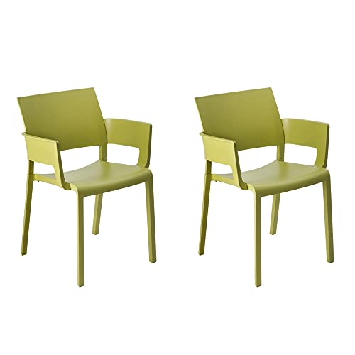 Resol Fiona Set 2 Fauteuil pour extérieur ou intérieur | Jardin, Terrasse, Balcon, Salle à Manger | Chaises avec accoudoirs empilables - léger et Durable |...