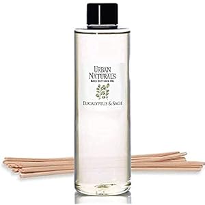 Urban Naturals Eucalyptus & Sage Oil Reed Diffuser Refill | Eucalyptus, Sage, Mint, Lime and Cedarwood| Includes a Free…
