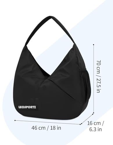 Image of Leosportz Gym Bag for Women Shoe Compartment | Yoga Bag for Girls Attached Yoga Strap | 30L Water-Resistant Sports Bag with Wet Pocket | Travel, Workout & Dance (Active Lifestyle, Black, Medium)