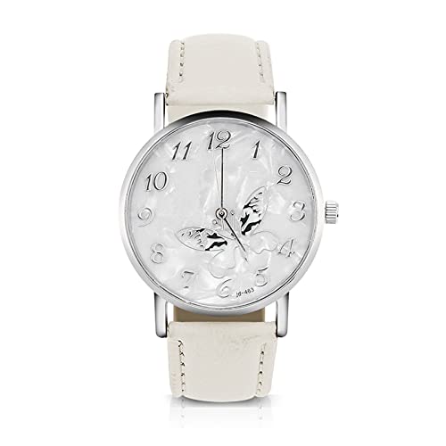 Dioche Montre à Quartz, Cadeau de Mode Bracelet en Cuir PU Montre à Quartz pour Femme Montre analogique pour Femme, élégante et décontractée, adaptée à de Nombreuses Occasions Blanc