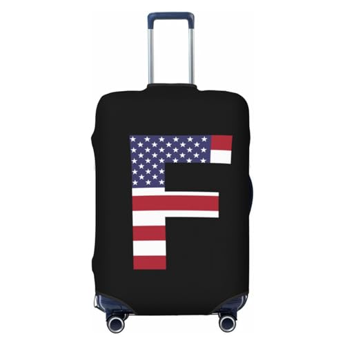 Us Flag Letters F Travel Luggage Cover Suitcase Protector Bag,Double-Sided Printed Fits 18-32 Inch Luggage,Suitcase Sleeve For Kid And Adult,Medium