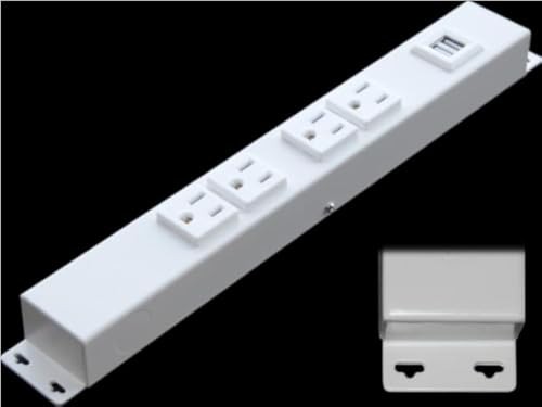 Regleta Hardwired Power Strip 12” con 4 tomas verticales, USB, blanca, 15A, 110V miniatura 1