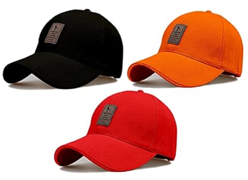 Image of Soft Cotton Adjustable Unisex Cap Quick Drying Sun Hat Protection for Men and Women (Freesize) Cap Pack of 3