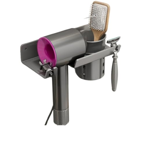 Quirix ドライヤーホルダー 収納ラック 置物 壁掛けドライヤスタンド 15kg以内の耐荷重 ダイソン パナソニック サロニア ドライヤ収納 穴あけ不要 強力粘着 ネジ止め2way 多機能 小物収納 バスルーム/寝室/洗面所/ヘヤサロン/美容院2個 (