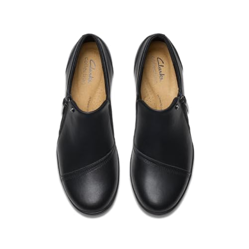 Clarks Clarks Women's Suttyn Zip Loafer, Black Leather, 9.5 Medium