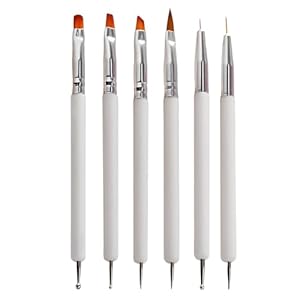 YPYMOD Nagel Pinselset, Doppel-Ende, Weiß, 6 Stück