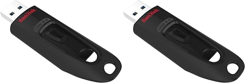 SanDisk 64GB Ultra USB Flash Drive USB 3.0 Up to 130 MB/s Read, Black, (Pack of 1) (Lot de 2)