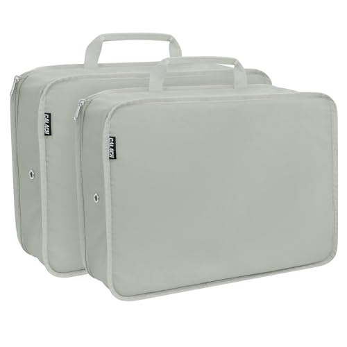 Extra Large Compression Packing Cubes for Travel Essentials, 2 Set Expandable Travel Cubes for Packing Bags Suitcase Organizer, Grey