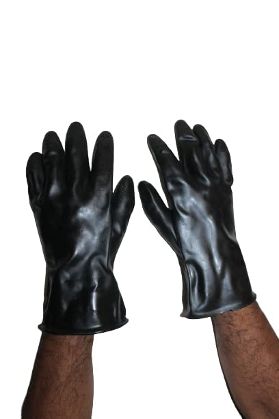 Rahul Professionals Heavy Duty Reusable Rubber Latex Non Slip Washable Hand Gloves For Dish washing Cleaning Gardening Work for Men and Women Multipurpose 7 Inch (Black color) (B0BJS4SQB4) Amazon Price History, Amazon Price Tracker
