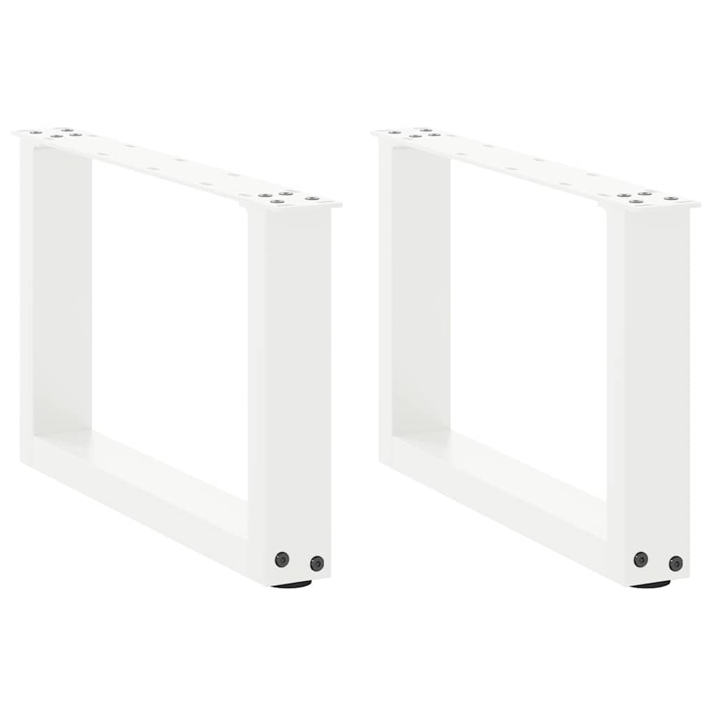 SXZenSpace 2-Pack U-Shaped Coffee Table Legs White 50 x 30-31 cm, Powder-Coated Steel with Adjustable Feet, Modern Design & Heavy-Duty Support for Living Room, Bedroom or Office