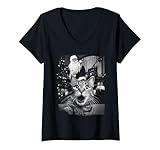 Photo Gallery donna cat selfie with surprised santa funny christmas vintage maglietta con collo a v Photo Gallery donna cat selfie with surprised santa funny christmas vintage maglietta con collo a v