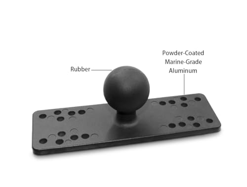 Strg 1.5\" Ball Mount with Aluminum Alloy Rectangular Plate, Universal Electronic Device Mounting Ball Base with AMPS Holes Compatible with RAM and All 1.5 Inch/C Size/ 38MM Ball Double Socket Arms