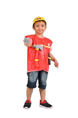 Image of BookMyCostume Fireman Fire Fighter Community Helper Kids Fancy Dress Costume 4-5 years