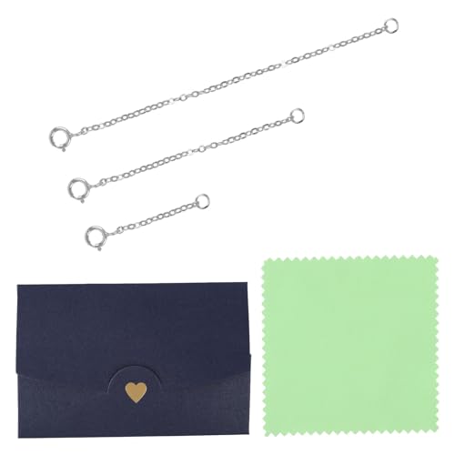 GodtKowty Sterling Silver Necklace Extender Includes 3 Adjustable Chains (1 2 3) for Necklaces Bracelets and Anklets - Durable Hypoallergenic Jewelry Extenders for Women