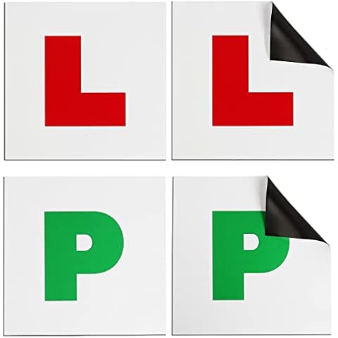 Onarway Fully Magnetic Red Car L-Plates and Green P Plate 4 Pack for car magnetic Extra Thick Strong Learner Plates, No Melting No Blow off Easy to Move without Scratching Painting off Cover