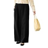 [ロペピクニック] 3サイズ展開 きれいめイージーワイドパンツ ブラック（01） 36