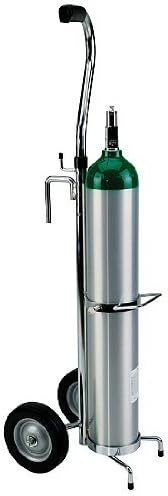 E Deluxe Oxygen Tank Cart and DollyCylinder NOT Included), Adjustable Height Handle, Steel Wheels, Ergonomic Handle