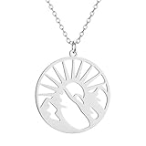 Collares para hombre, hechos a mano, con colgante de sol y montaña para mujer, joyería de viaje, gargantilla de paisaje