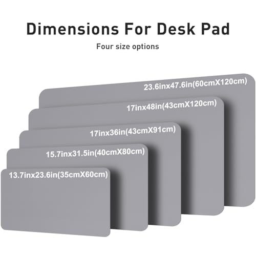 Image of Aothia Faux Leather Desk Mat - Large Mouse Pad, Non-Slip PU Leather Blotter, Waterproof Writing Surface for Office and Home (Light Grey, 47.2 inch x 23.6 inch)