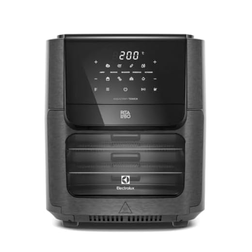 Electrolux por Rita Lobo EAF90 Grafite - Fritadeira Elétrica sem oleo, Airfryer 12L, digital receita programada, 2 bandejas espeto giratório, 1700W, 127V