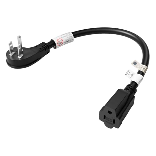 FIRMERST-1875W-Flat-Plug-Extension-Cord-1-Foot-15A-14-AWG-Black FIRMERST 1875W Flat Plug Extension Cord 1 Foot, 15A 14 AWG Black - Image 1