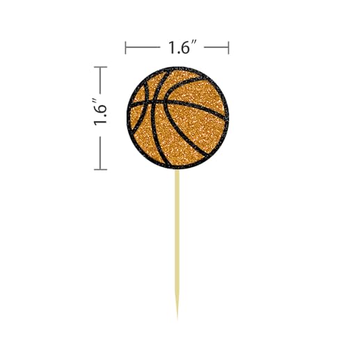 Moitkptt 24Pcs Basketball Cupcake Toppers for Basketball Party Decorations, Basketball Player Cupcake Toppers, Basketball Theme Baby Shower Party Decorations (Basketball), BAK001