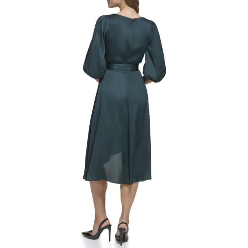Image of DKNY Women's Balloon Sleeve Satin Faux Wrap Maxi Dress