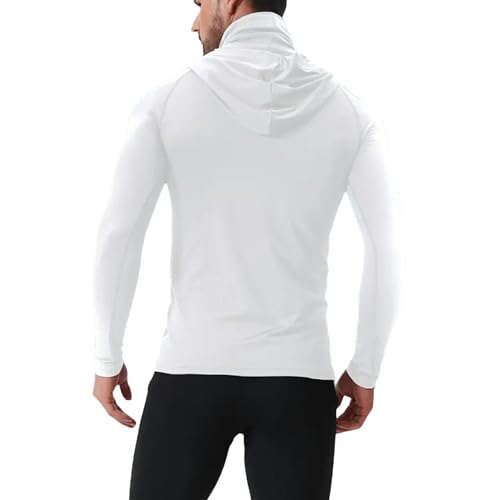 Men's Compression Shirts Long Sleeve Gym Workout T-Shirts Quick Dry Undershirts Athletic Base Layers with Face Scarf2
