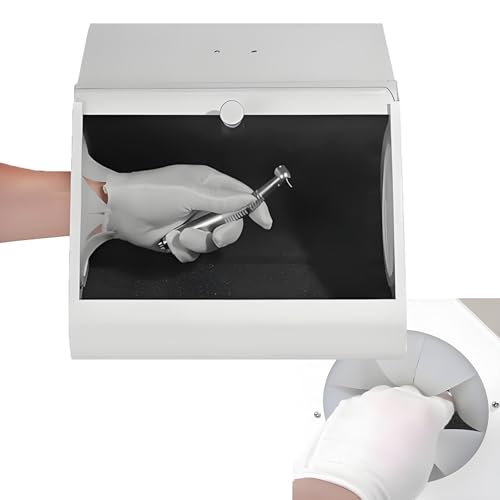 Caja extractora de polvo de chorro de arena, vidrio templado de alta resistencia, luces LED integradas, sistema de vacío de doble filtro para aplicaciones dentales y artesanales