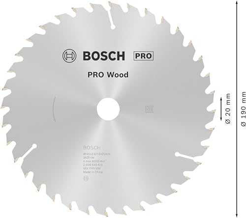 Bosch 1x PRO Wood Kreissägeblatt für Akku-Handkreissägen (für Weichholz, Hartholz, Ø mm, Professional Zubehör Handkreissäge)
