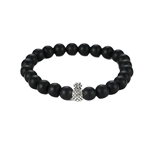 Pulsera de piedra ojo de tigre de 8 mm con amuleto de Buda elástico para mujer de 19cm