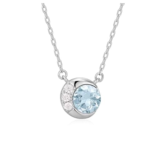 PHNIBIRD Damen Halskette November Geburtsstein 925 Sterling Silber Blaue Kette mit Blauer Topas Stein Geschenke Damen