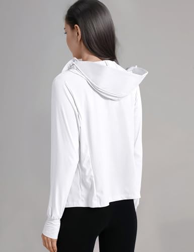 Image of Women's UPF 50+ Lightweight Athletic Jacket UV Sun Protection Full Zip Cooling Hoodie Long Sleeve Sunscreen Protective Clothing for Women for Outdoor Hiking, S-XL