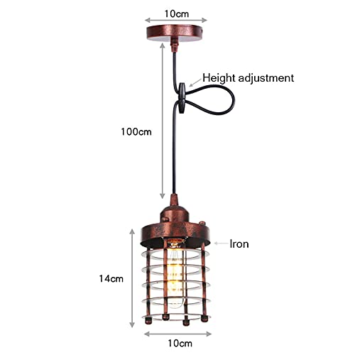Chandelier industrial E27 retro con LED negro regulable para techo 6